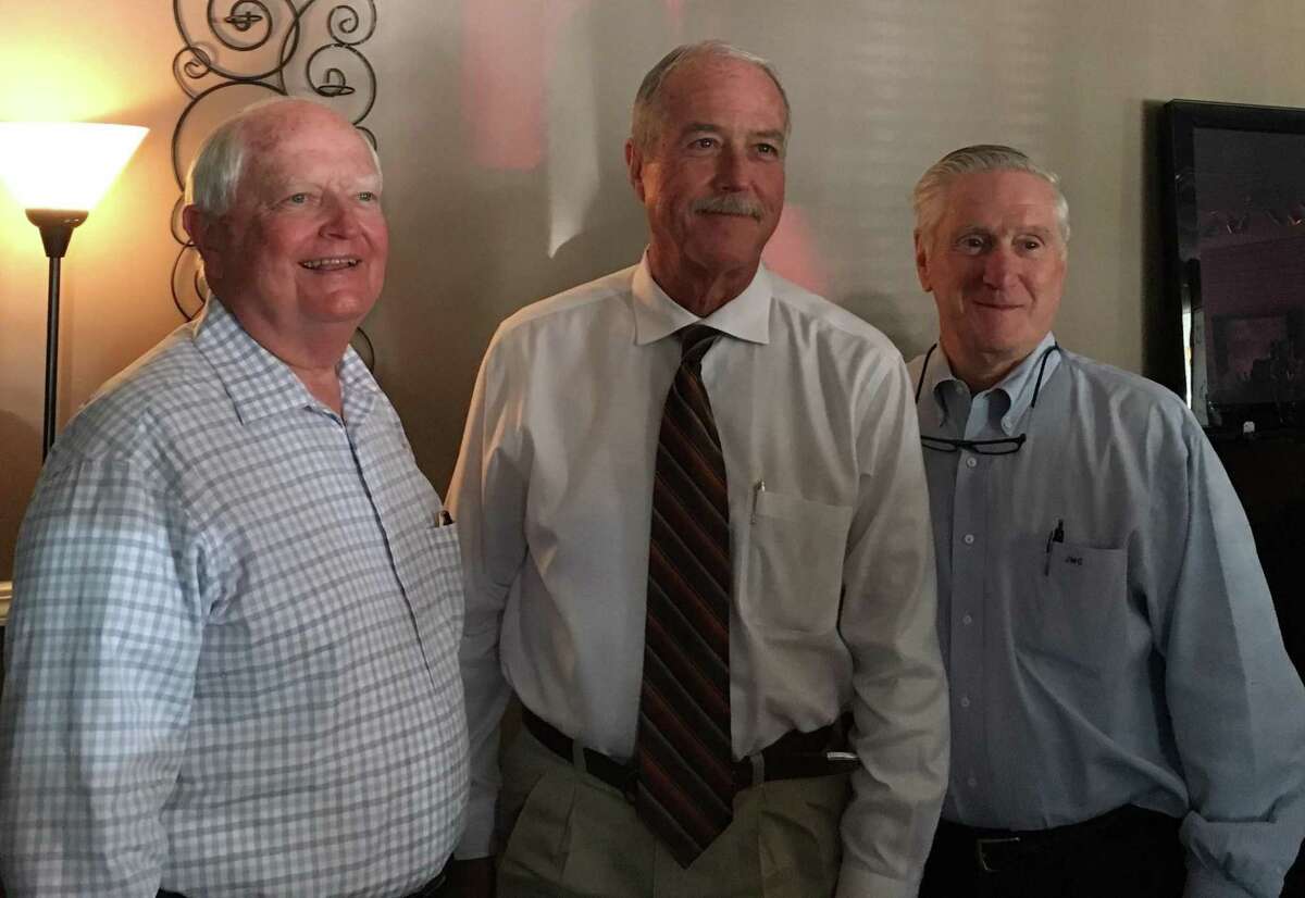 Among attendees at the recent Katy Business Association meeting were three men who have or or serving as mayor of Katy. From left are Don Elder Jr., who served as mayor from 2007-13; current Mayor Bill Hastings; and Skip Conner, who served as mayor from 1991-95.