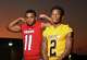 Cousins Chandler Rivers, who goes to United, and Bryce Anderson, who goes to West Brook, pose for a photo at West Brook High School Wednesday.
Photo taken on Wednesday, 10/02/19.
Ryan Welch/The Enterprise