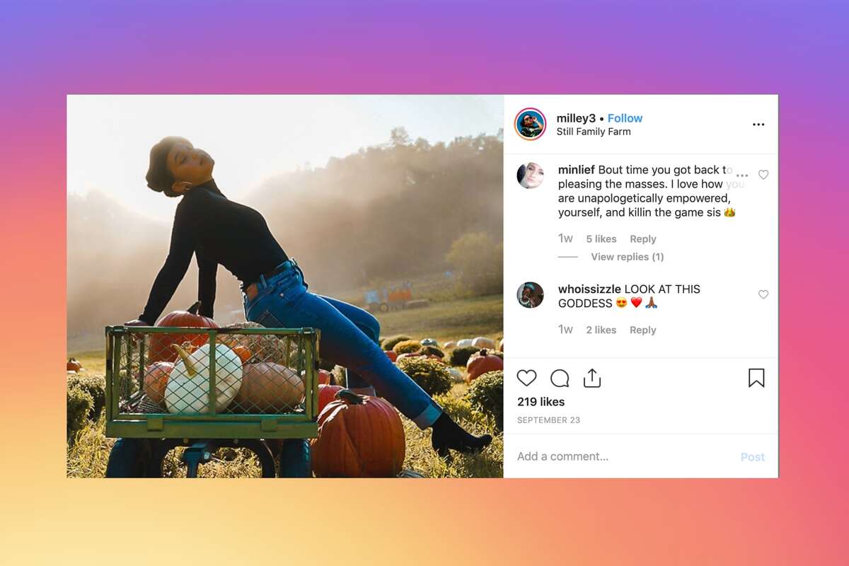 Now, it's all about you: the autumnal glow on your smiling, seasonally appropriate face, and the decorative gourd placed just-so in your lap for your Instagram followers to admire.