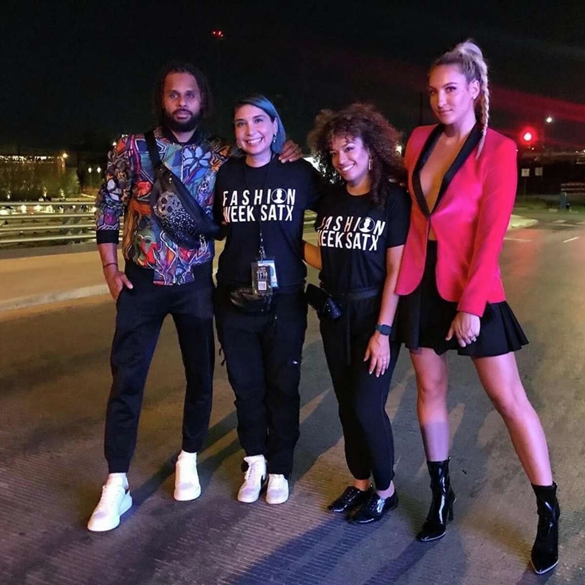 Patty Mills and new wife Alyssa MIlls were in attendance at Celebrate San Antonio, the third event in the local fashion week schedule. The pair posed for a photo with Fashion Week SATX Founder Burgundy Woods and Jeanelly Concepcion during the San Pedro Creek Culture Park event.