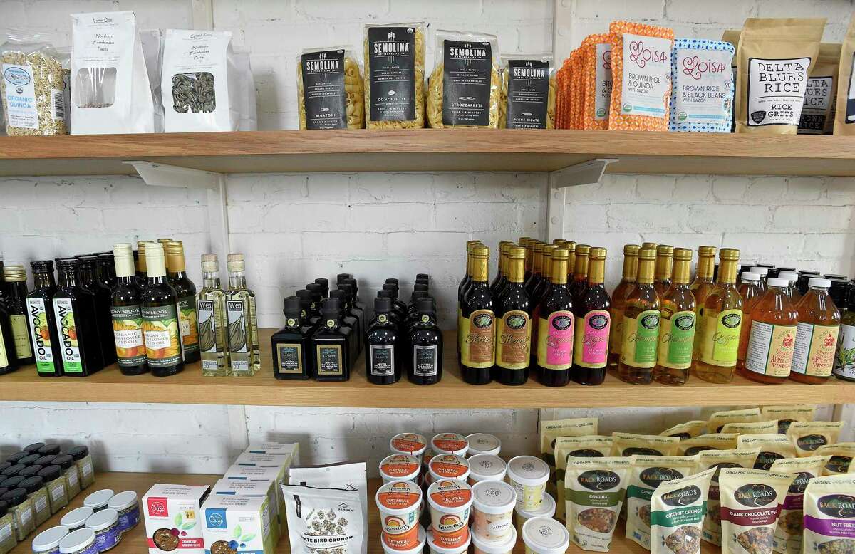 A selection of the items carried in Mike's Organic Market at 377 Fairfield Ave., in Stamford, Conn.