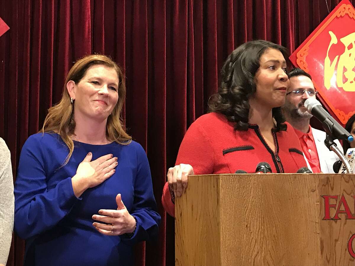 Mayor London Breed (right) speaks at a press conference at Far East Cafe regarding the appointment of Suzy Loftus (left) as interim district attorney on Friday October 4, 2019 in San Francisco, Calif.