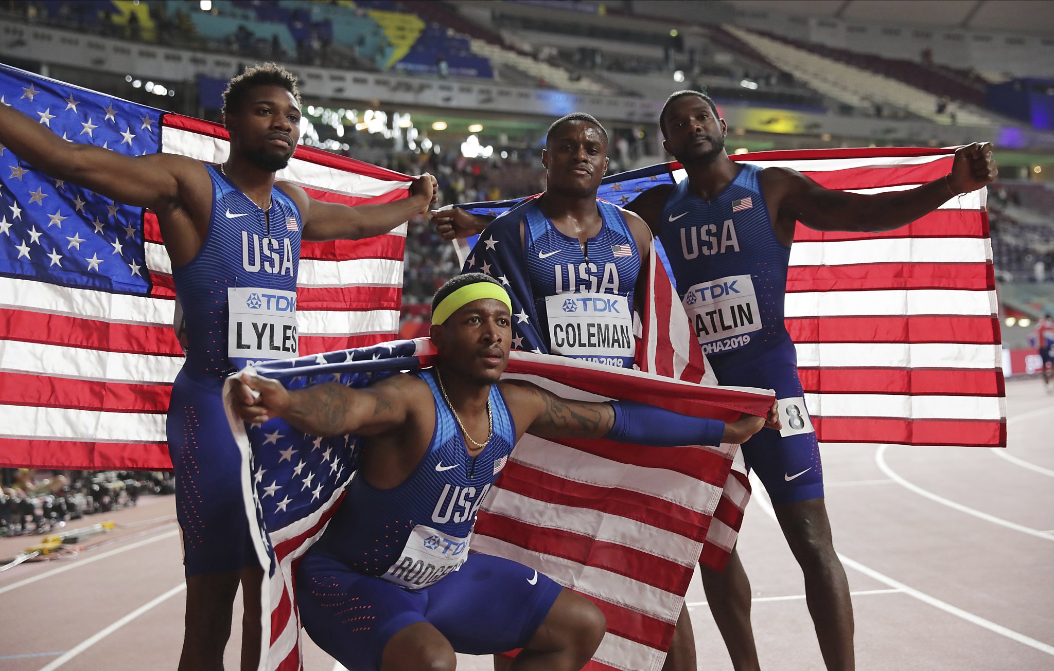 US ends wait for men's 4x100 relay world gold