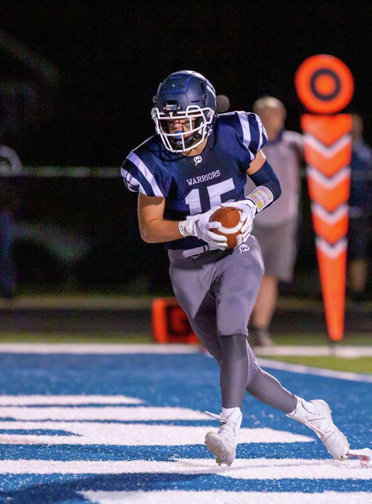 Kyle Hyzy caught two touchdown passes in Wilton's 42-6 win over Fairfield Warde,