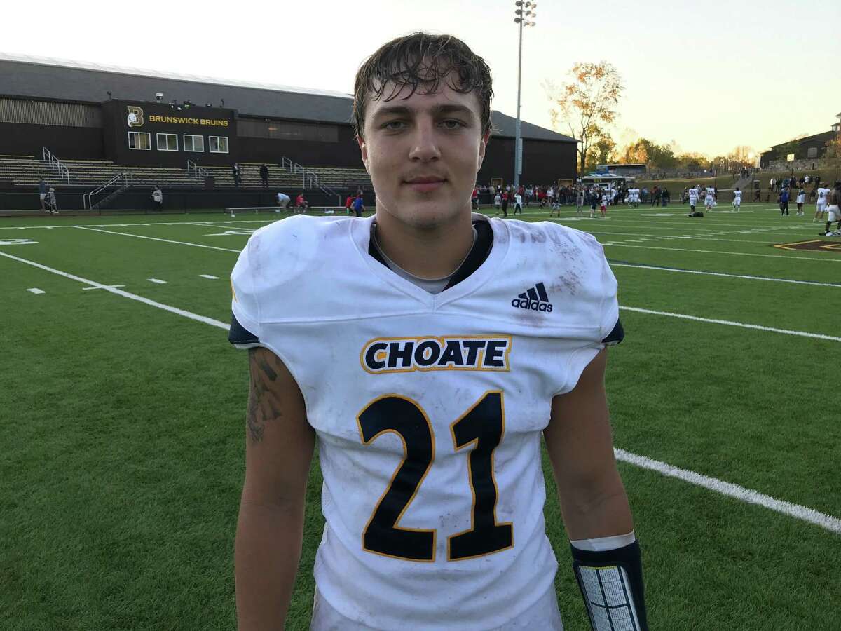 Jake Tuttle rushed for 177 yards to lead the Choate Rosemary Hall football team to a 20-7 win over Brunswick School on Saturday, October 5, 2019, in Greenwich.