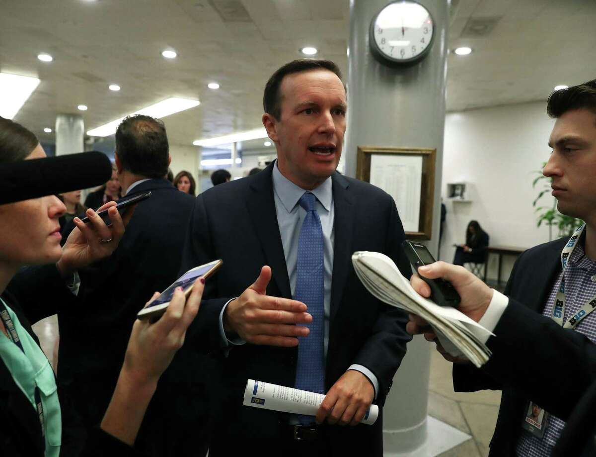 WASHINGTON, DC - SEPTEMBER 24: U.S. Sen. Chris Murphy (D-CT) talks to reporters ahead of a vote before attending the weekly Senate Democrat policy luncheon on Capitol Hill September 24, 2019 in Washington, DC. (Photo by Mark Wilson/Getty Images)