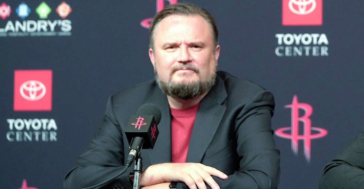 Rockets General Manager Daryl Morey during a press conference at Toyota Center on Friday, July 26, 2019 in Houston.