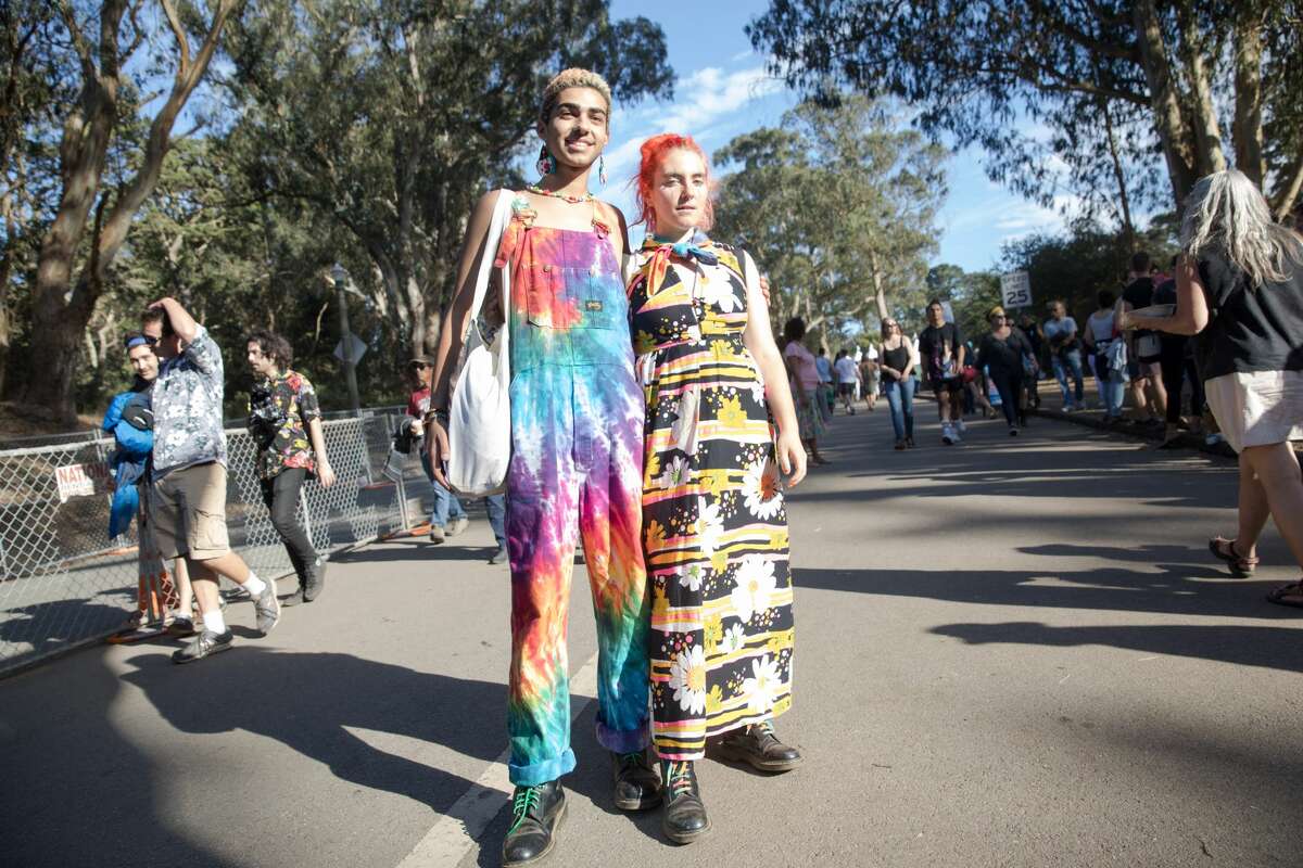 Festival attendees show off their personal style at the Hardly Strictly Bluegrass Festival in Golden Gate Park on October 6, 2019.