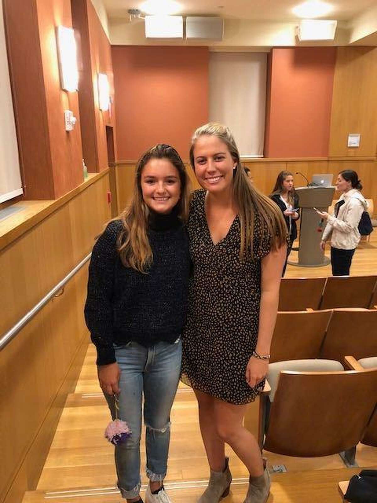 Darien's Lily Genovese and guest speaker Emily Torchiana