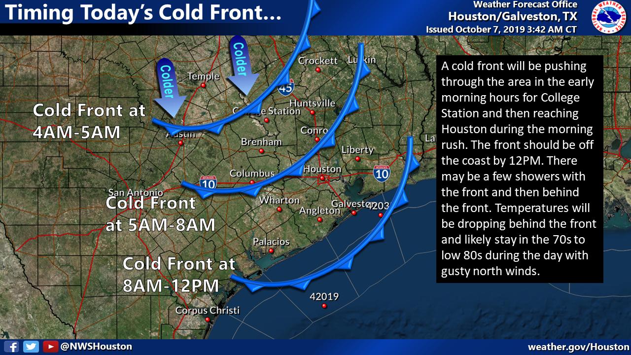 Houston cold front Temps to cool across region, weekend highs in the 70s