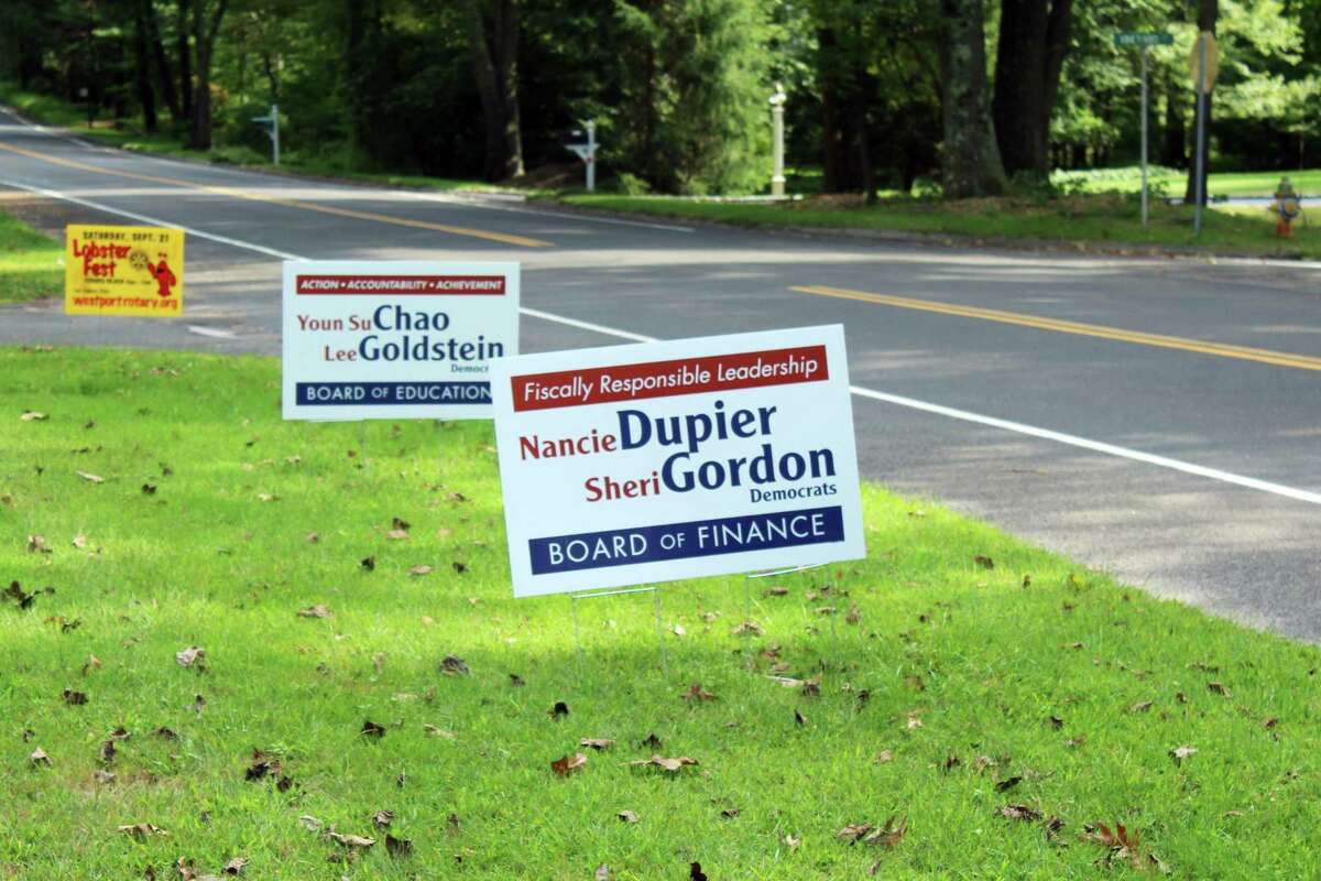 Election season is well underway with signs of candidates being seen around town. Taken on 180 Bayberry Lane in Westport, CT. on Sept. 10, 2019.