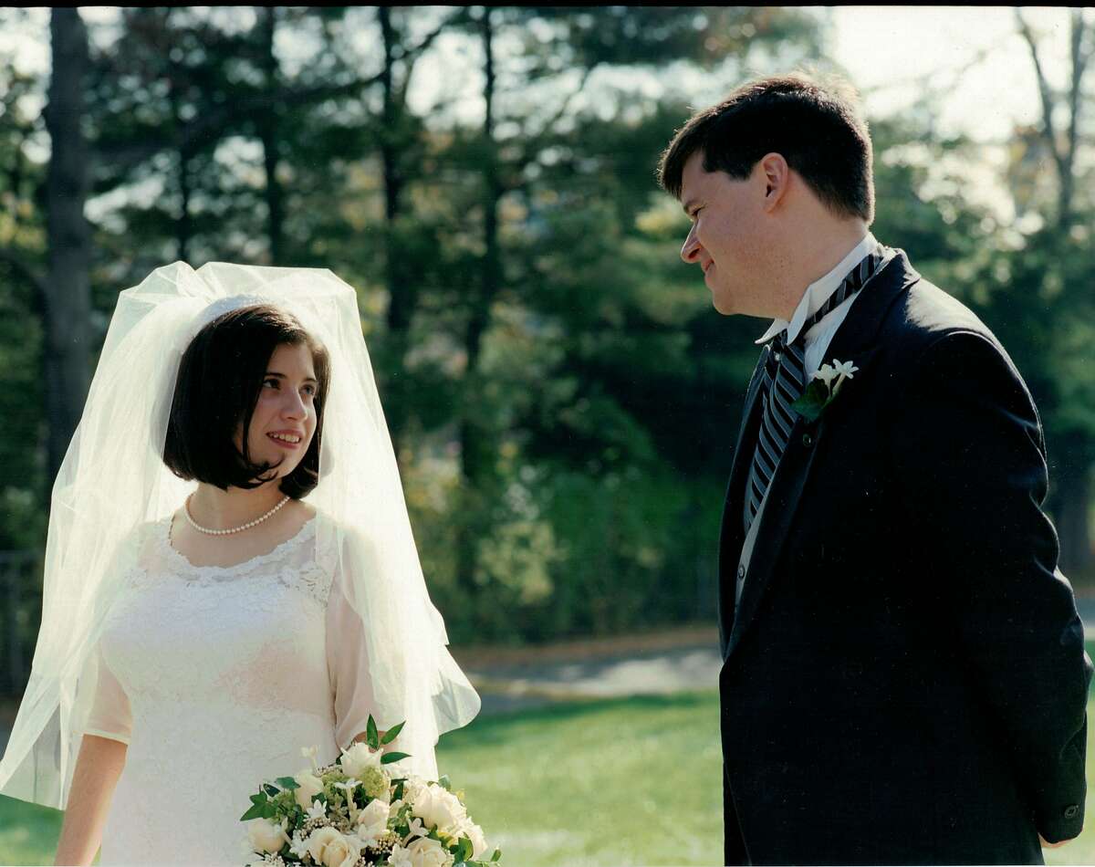 Lisa Brown and author Daniel Handler at their wedding about 20 years ago.