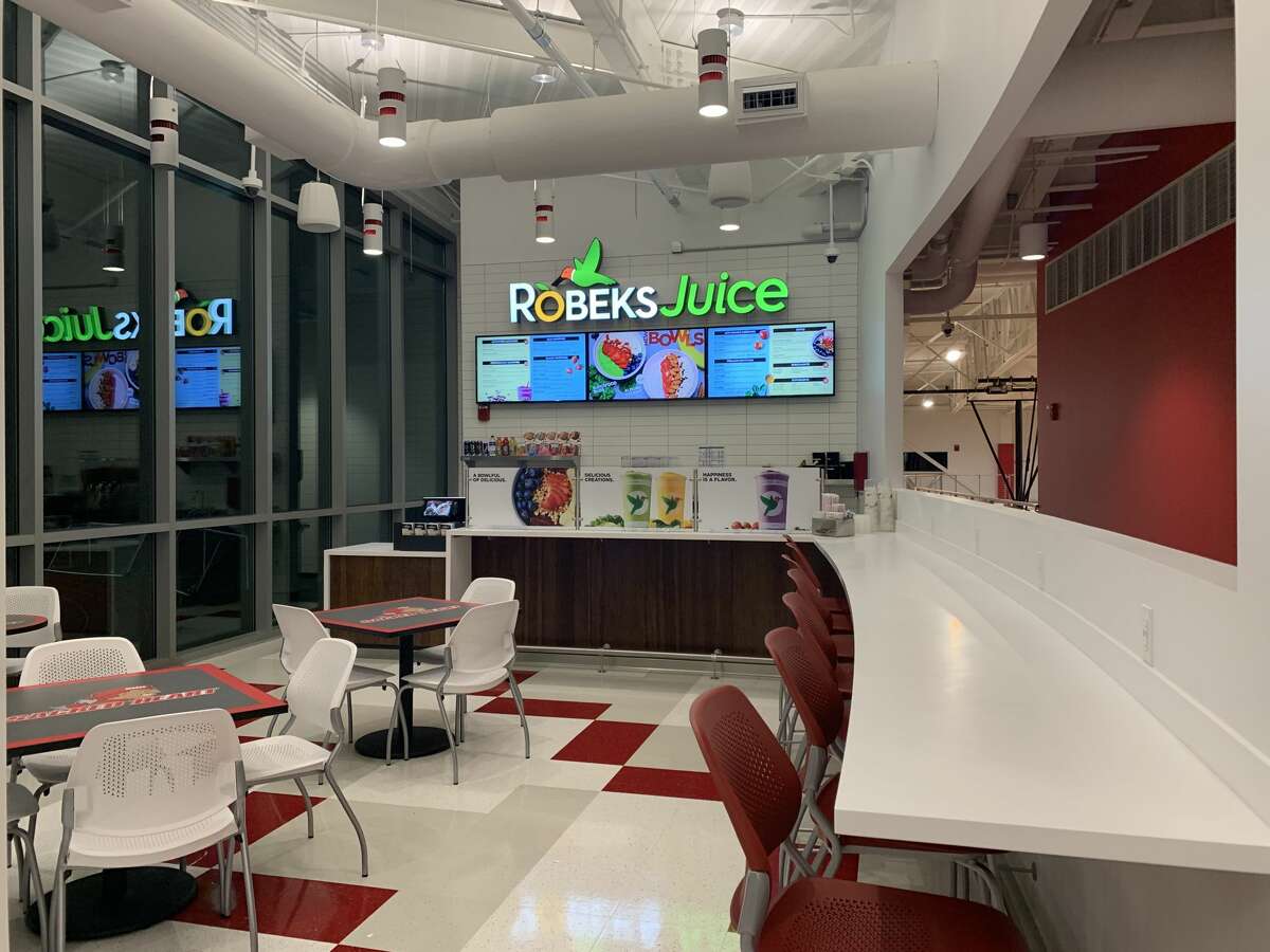 The Robeks juice and smoothie shop at the Bobby Valentine Health and Recreation Center at Sacred Heart University in Fairfield.