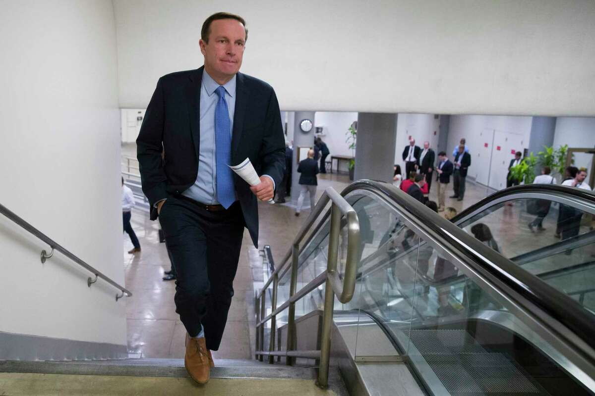 Sen. Chris Murphy, D-Conn., heads to the Senate for a vote, on Capitol Hill, Tuesday, Sept. 24, 2019 in Washington. (AP Photo/Alex Brandon)
