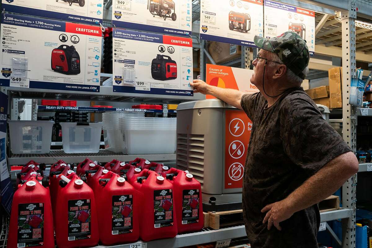 Don Maben of Pittsburg, contemplates whether he should buy a generator for his home at Lowe's in Antioch, Calif., on Tuesday, Oct. 8, 2019. Maben said there's been three fires near his home in the last ten years.