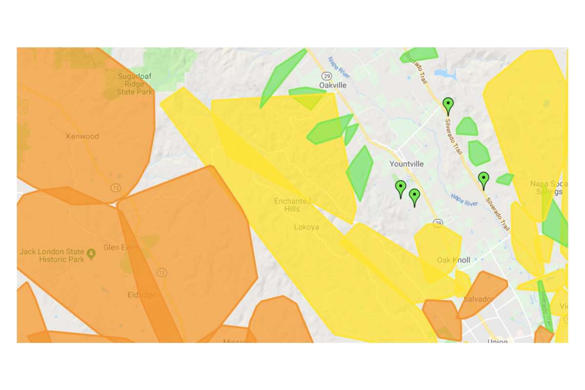 Outages along the Napa-Sonoma County border at 9:30 a.m. Wednesday.