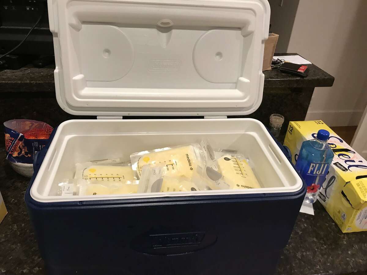 Oakland mom Jeanine Clark-Kent put her frozen breast milk in a cooler to take to her sister’s house in Emeryville during the PG&E power outage starting Wednesday, Oct. 9, 2019.