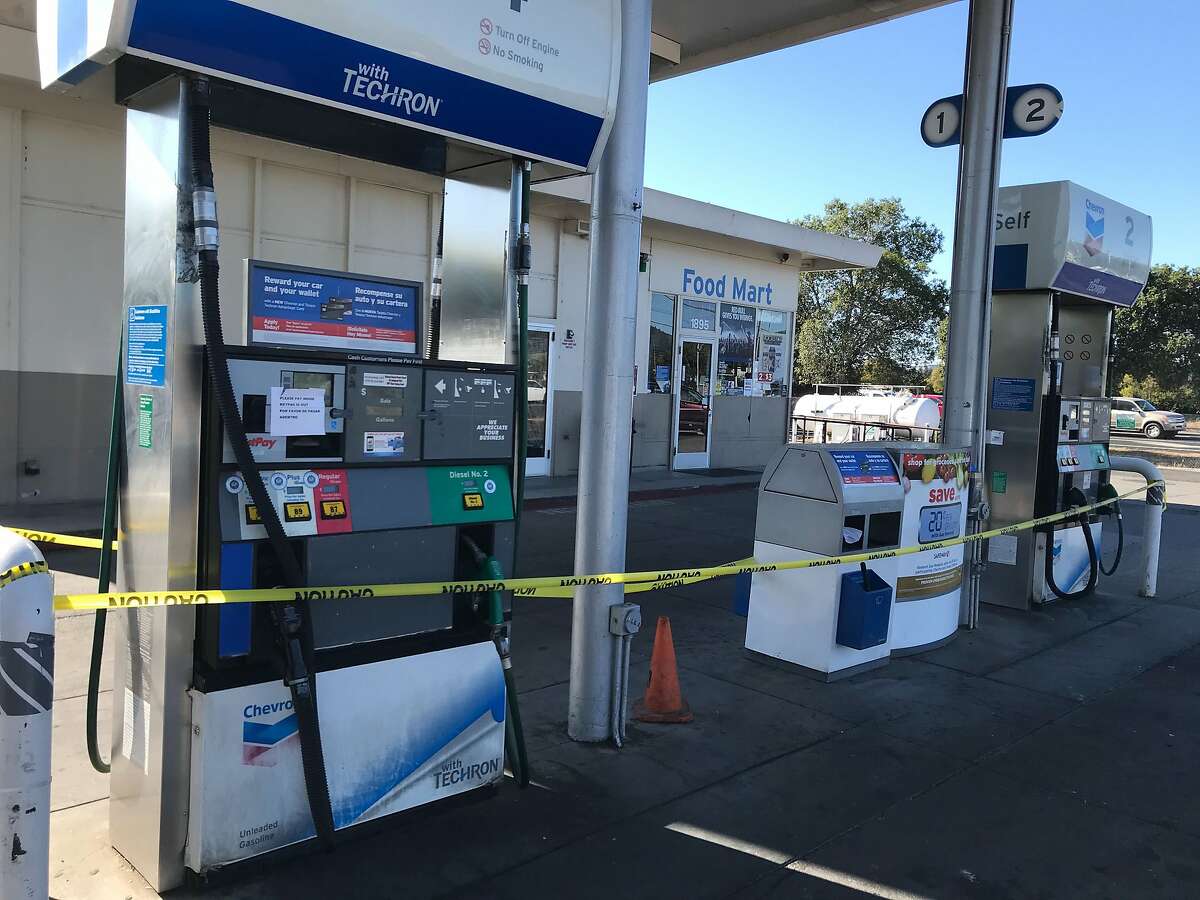 A gas station in Napa, Calif., is closed Wednesday, Oct. 9.