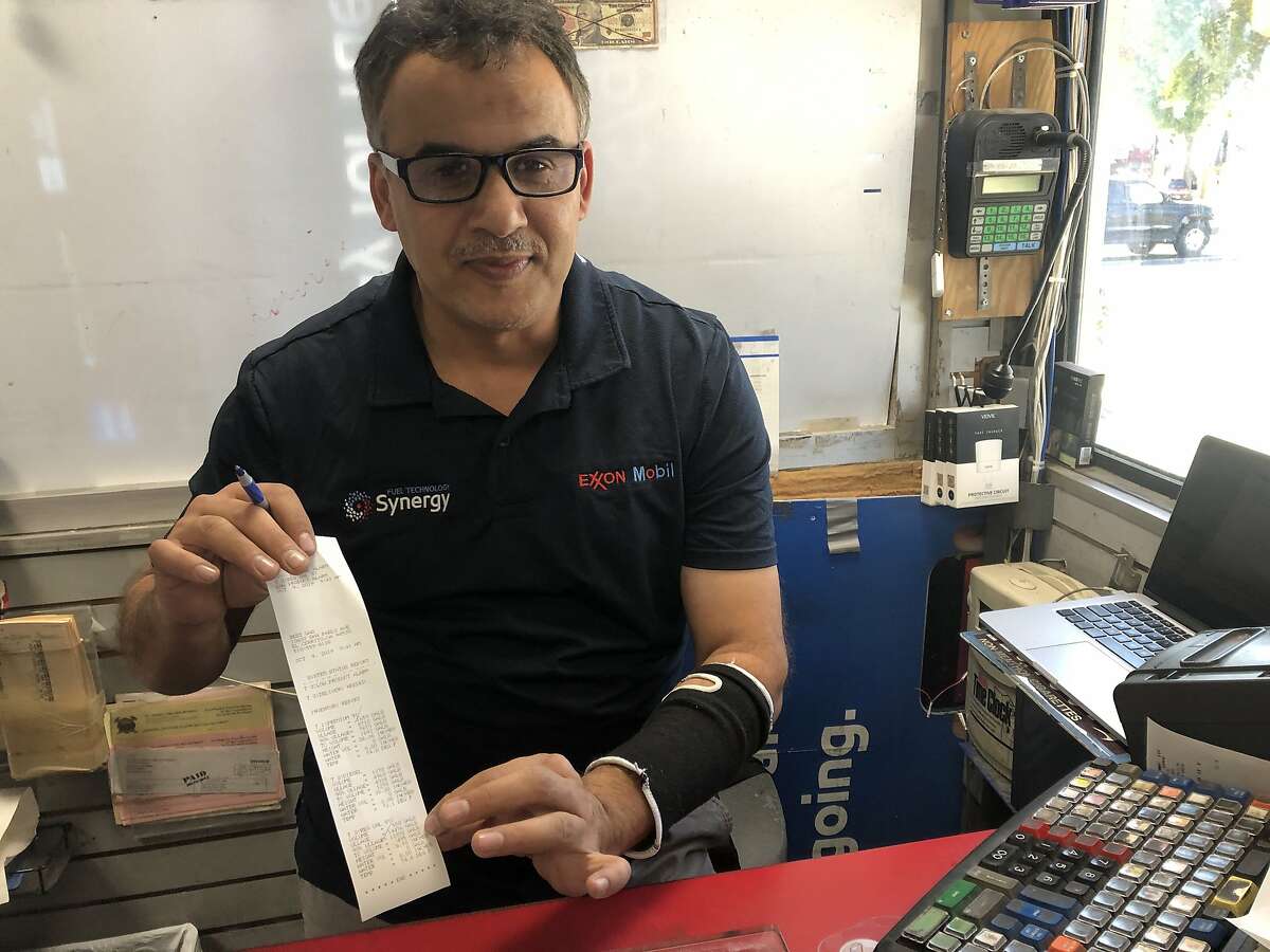 The Exxon on San Pablo Ave. in El Cerrito was out of regular and plus gas and Supreme was running low because of PG&E’s pending power outage. Here manager AI Alezzani shows his low inventory on Wednesday, Oct. 9, 2019. He will close during the outage.