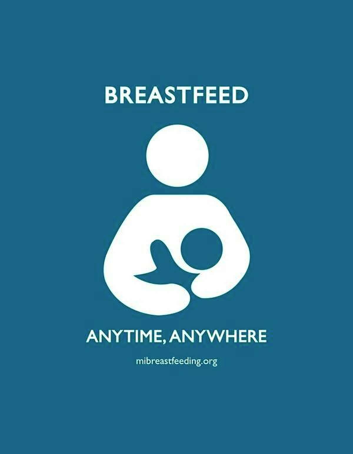 Featured is the "Anytime, Anywhere" sign businesses would post in their front window, if they decide to become part of the Michigan Initiative to normalize breastfeeding. (Courtesy photo)