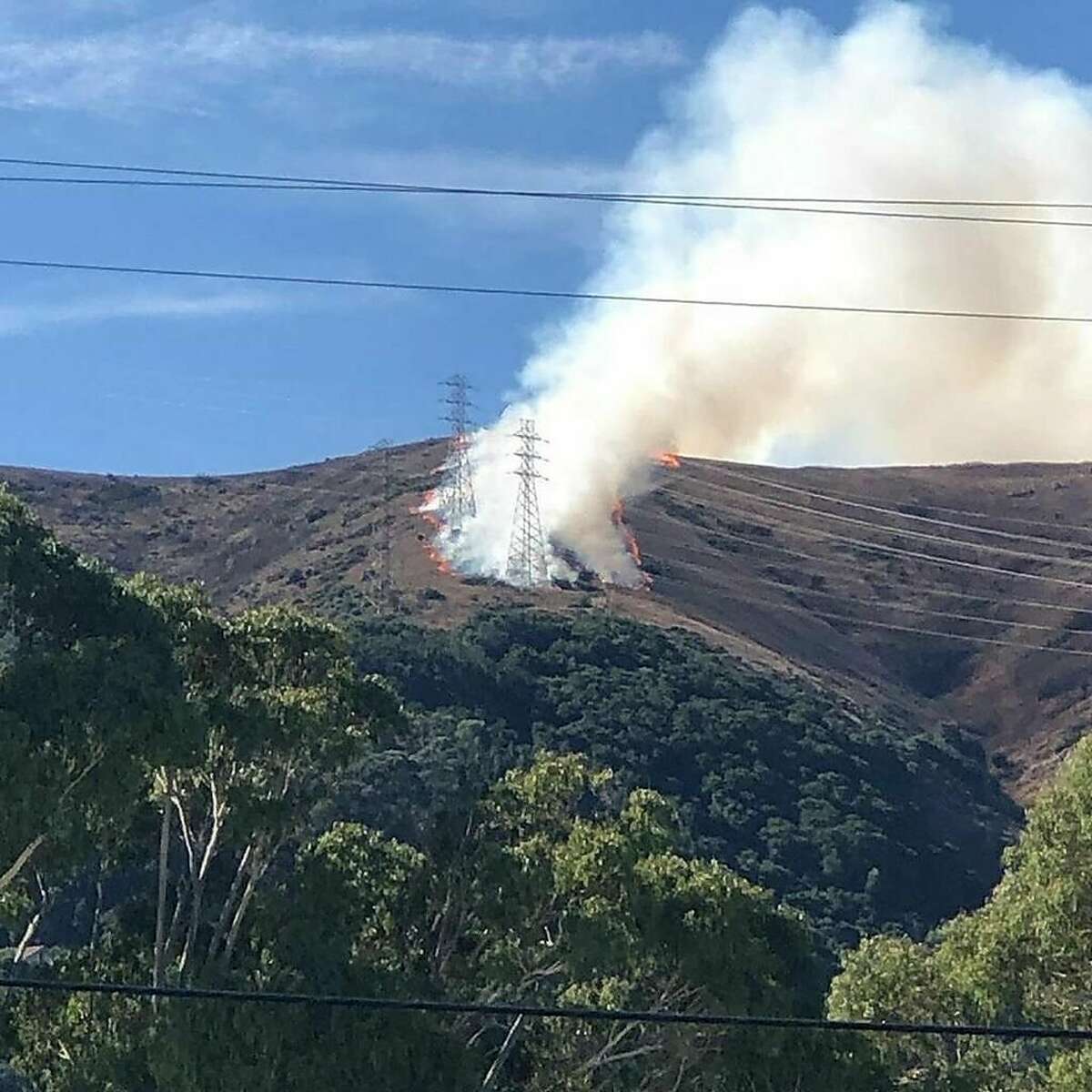 A vegetation fire on San Bruno Mountain in Brisbane started in Guadalupe Canyon, according to the Northern California Fire District.