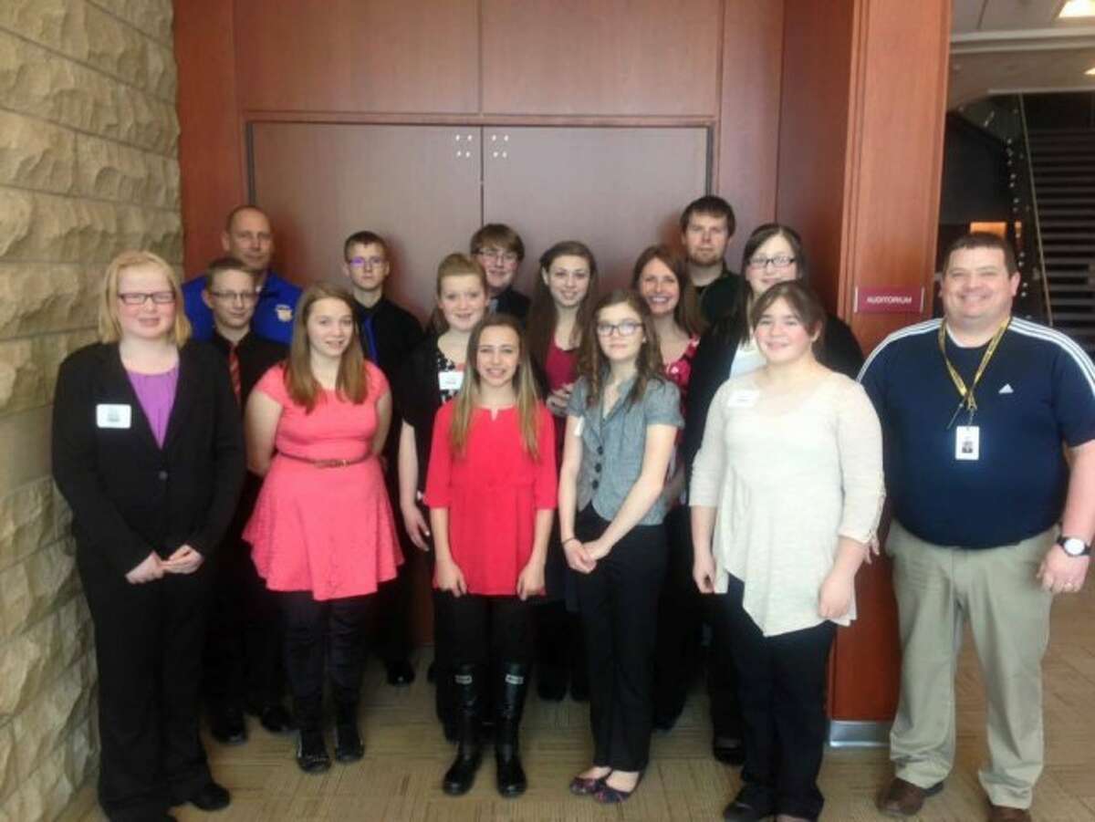 ACHIEVEMENT: Students involved in the Michigan Business Professionals of America Chapter traveled to Grand Rapids for a state competition late last month. All of them won awards, and four qualified for the national competition in Boston in May. (Courtesy photo)