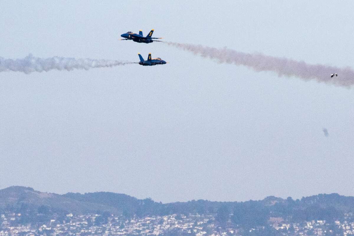 The Blue Angels practiced for their SF Fleet Week performance over the San Francisco Bay Area on Oct. 10, 2019.