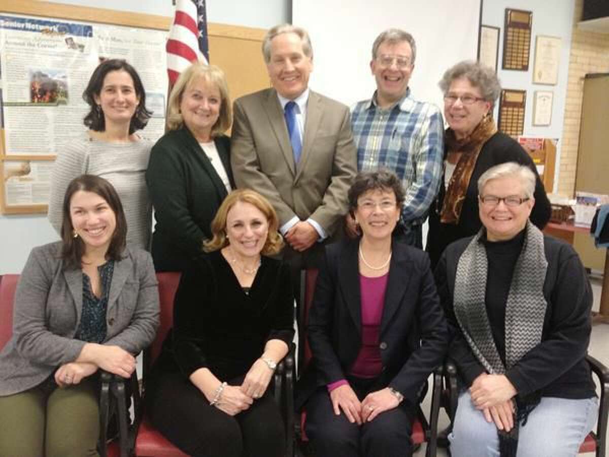 Submitted Photo Pictured left to right are the Woodbridge Democratic Party’s candidates for the Monday, May 4, Municipal Election. Sitting are Claire Coleman, Beth Heller, Ellen Scalettar, and Margaret Hamilton; standing are Emily Melnick, Arlene Levine, Laurence Grotheer, Thomas Handler, Susan Jacobs. Not Shown: Sheila McCreven, David Speranzini.