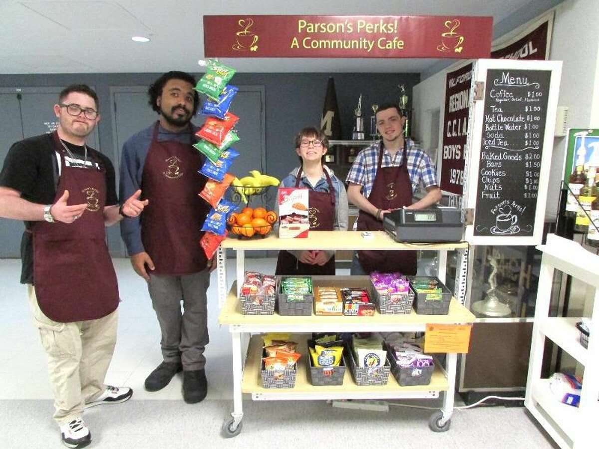 SUBMITTED PHOTO The Parsons Perks team is ready to serve snacks. From left are Jack Shuckerow, Dakota Callahan, Emma Grace, and Giovanni Volturno, students in the FYVE Program at The Academy.