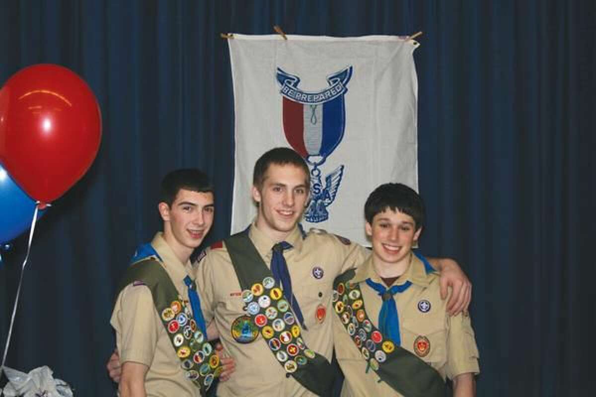 Submitted Photo Left to right are recently named Eagle Scouts Nicholas Monelli, Kevin Russell and Scott Dellatorre.