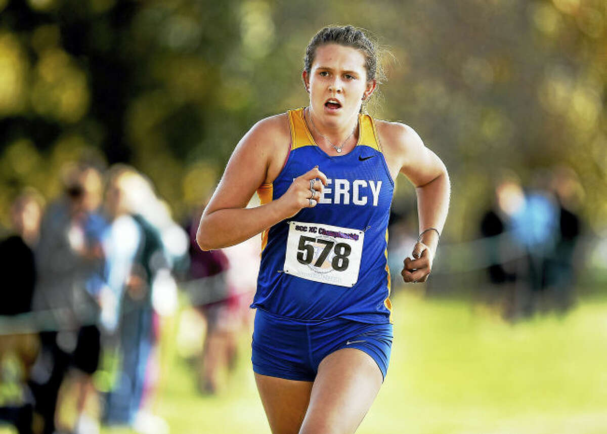 Mercy senior Brigid Selfors placed second in the SCC girls’ cross country championship meet Thursday at East Shore Park in New Haven.