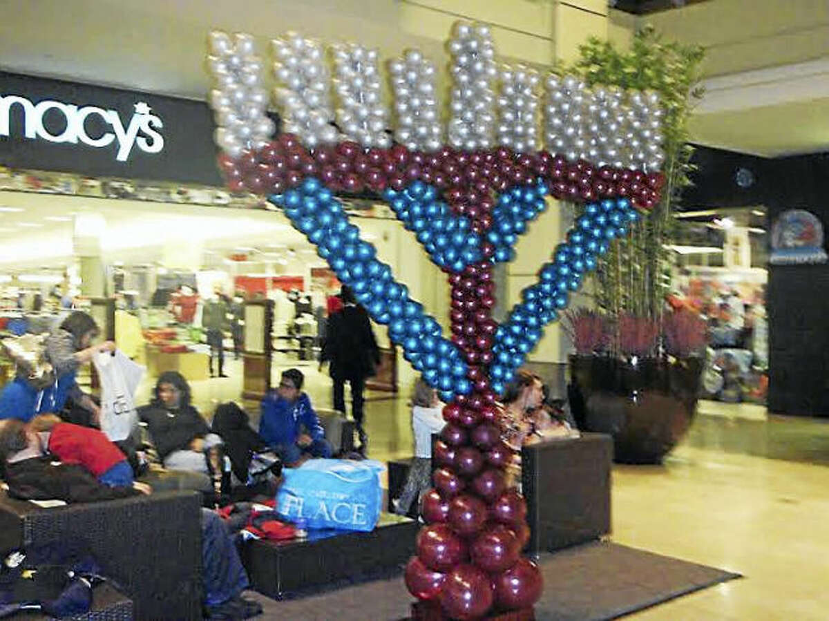 A previous menorah, made of balloons, at the Connecticut Post Mall in Milford, presented by Chabad of Milford-Hebrew Congregation of Woodmont.