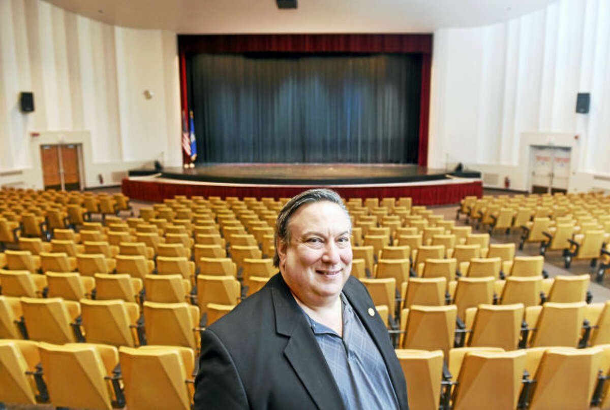 Steve Cooper, executive director of the Milford Performance Center, is photographed inside the Veterans Memorial Auditorium in Milford.