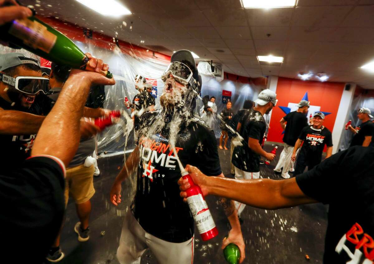 Inside the Astros' champagne celebration in the Minute Maid locker room