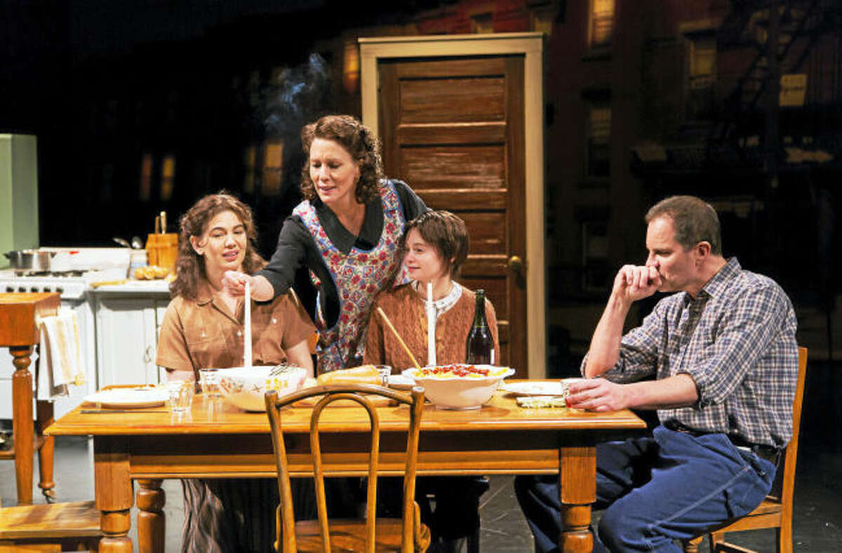 From left, Christina Pumariega, Alyssa Bresnahan, Jordyn DiNatale and Jason Kolotouros in a scene from the Long Wharf play.