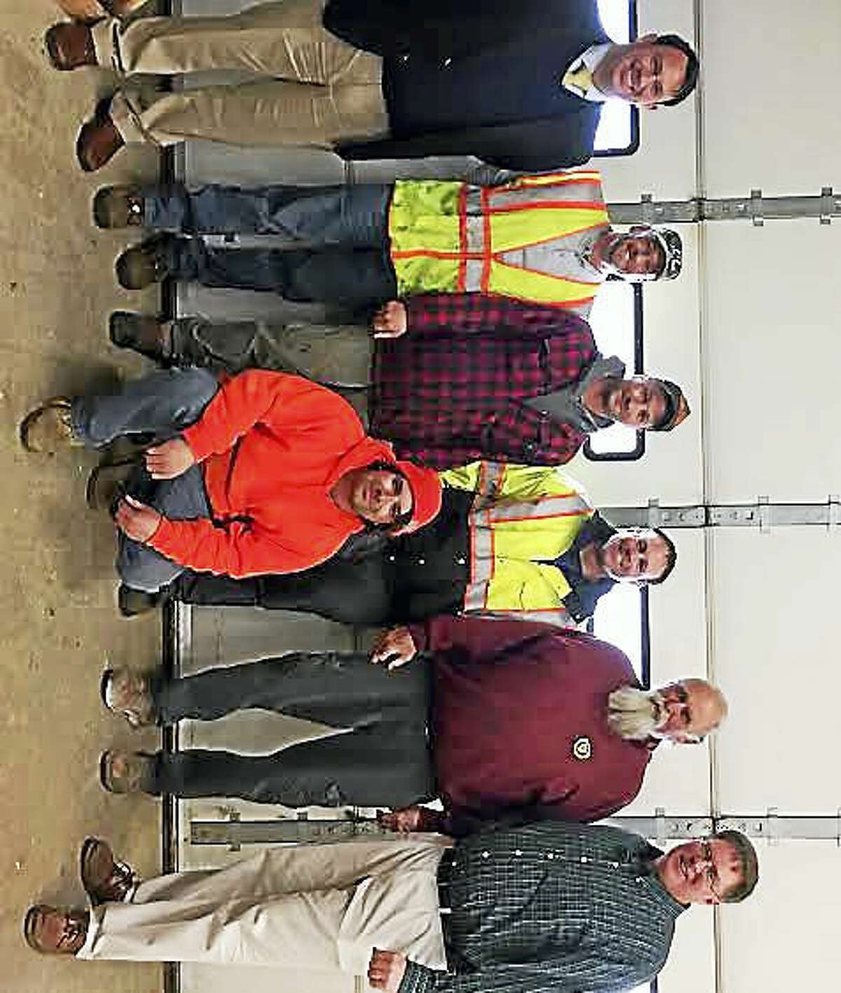 In front, Anthony Turner; in back from left, Mayor Benjamin G. Blake, Tom McCarthy, Glenn Conlan, Highway/Parks Foreman Rich Tomasco, and Director of Public Works Chris Saley.