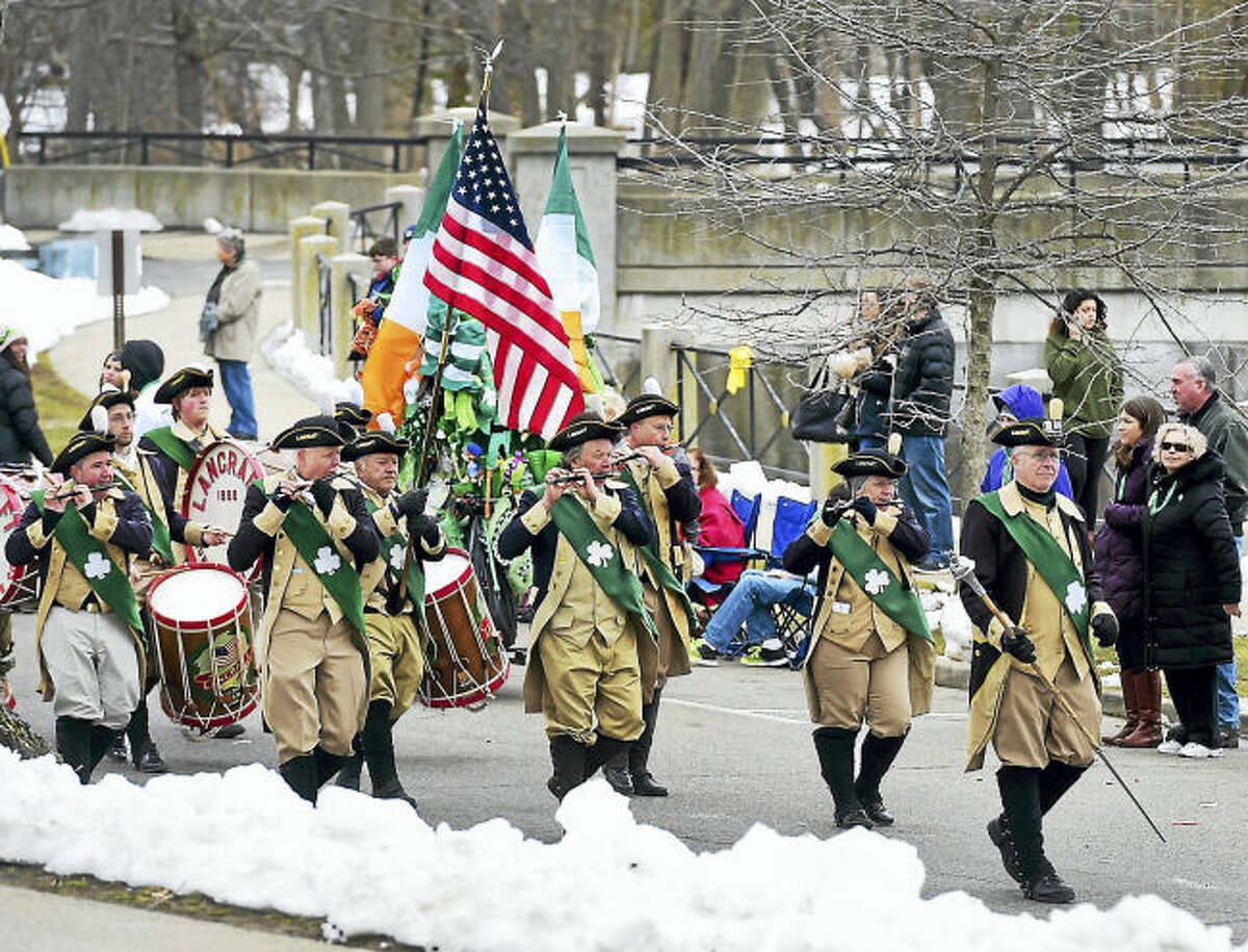 Lancraft Fife and Drum Corps of North Haven marches during the Milford St. Patrick’s Day parade, Saturday, March 18, 2017. See Photo Gallery of the St. Patrick’s Day at photos.newhavenregister.com
