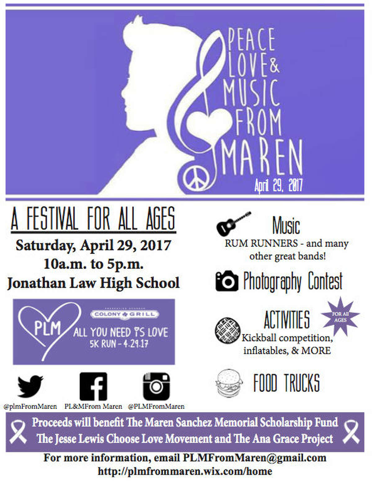 The 3rd Annual PLM Festival will take place on April 29 at Jonathan Law High School. This is a wonderful family day full of delicious food, awesome fun & incredible activities like hi-end inflatables! The day starts with a 5K and music plays throughout with many favorite local bands. Admission free!