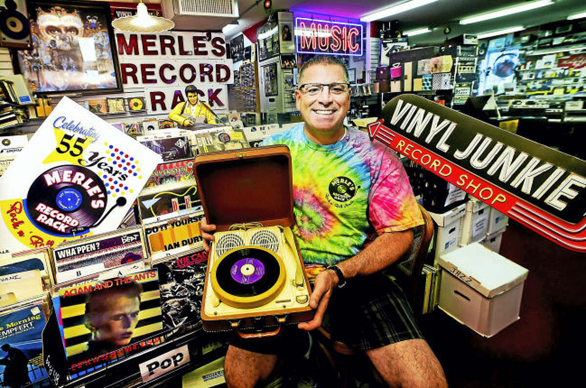 Michael J. Papa, owner of Merle’s Record Rack, which has been in business 55 years.