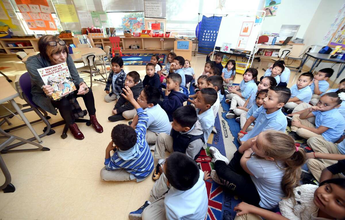 U.S. Rep. Rosa DeLauro reads to first graders at John S. Martinez School to kick off Rosa's Readers program encouraging students to read 20 books in the next five months on 10/31/2017.