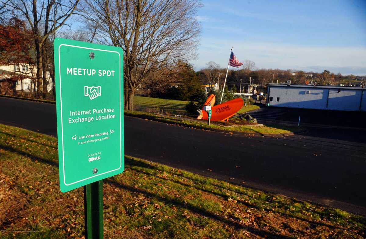 A view of the Meetup Spot sign placed in the parking lot of the Orange Police Department . With the holiday season already upon us, many people will look to websites like OfferUp, Craigslist, LetGo, or Facebook to buy/sell things. This offers sellers and buyers a safe spot to meet and do their business without fear of being robbed or scammed.