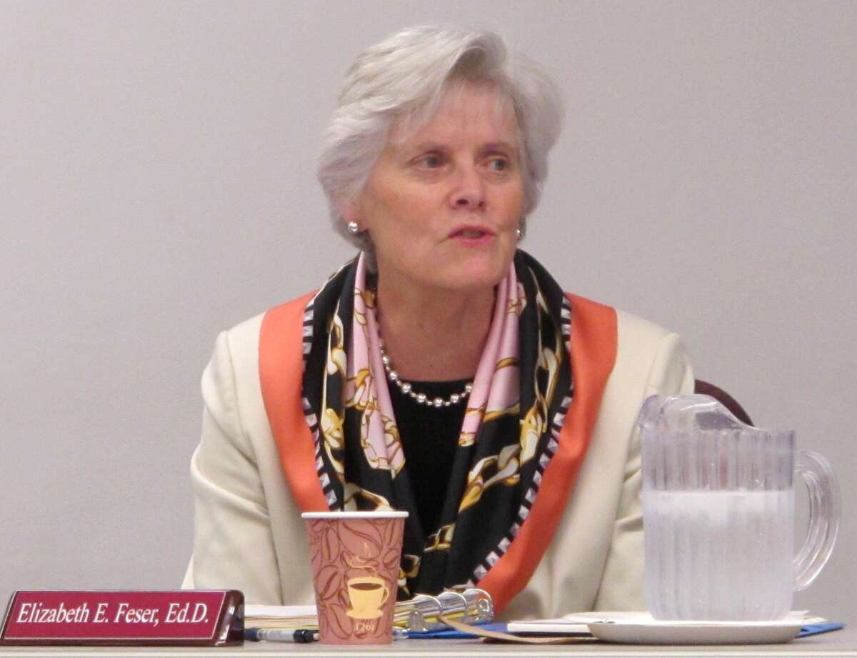 Milford Superintendent of Schools Elizabeth Feser at a Board of Education meeting in 2015.