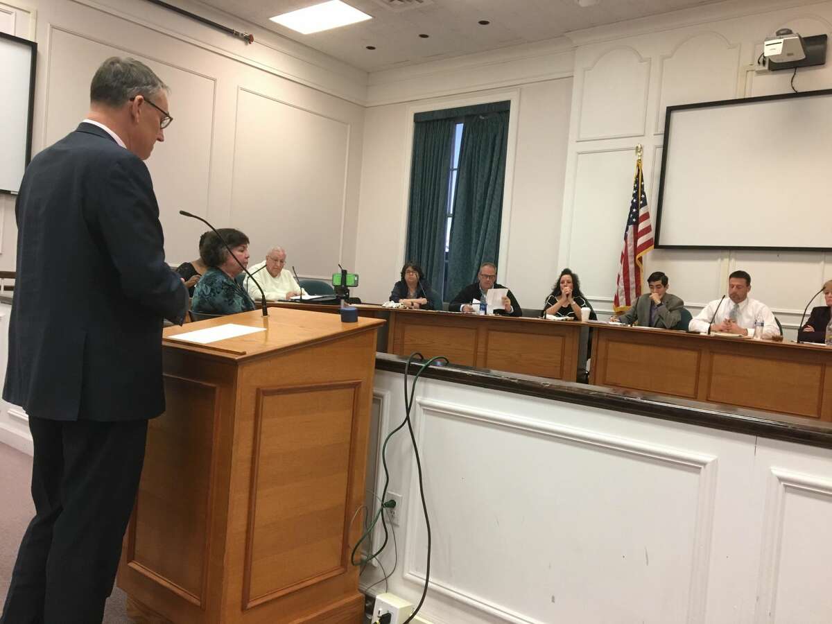 Connecticut Office of Policy & Management Secretary and MARB Chairman Benjamin Barnes addresses the West Haven City Council before it voted on the city's proposed 5-year fiscal plan.