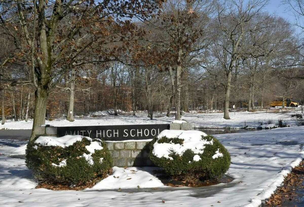 Entrance to Amity High School in Woodbridge.
