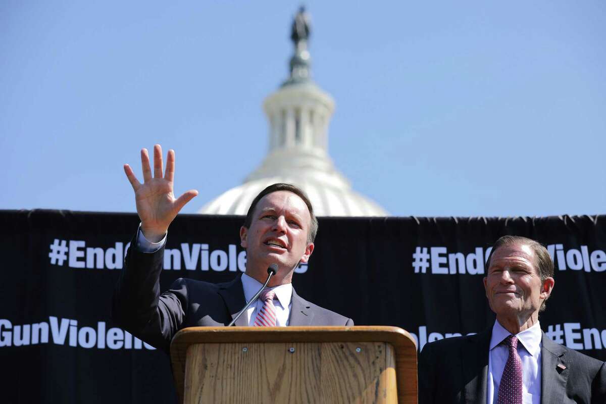 WASHINGTON, DC - SEPTEMBER 25: Sen. Chris Murphy (D-CT) (L) and Sen. Richard Blumenthal (D-CT) address the National Rally to End Gun Violence on the West Lawn of the U.S. Capitol September 25, 2019 in Washington, DC. George Scott was shot and killed in San Francisco in 1999. Organized by Rev. Michael Pfleger of St. Sabina Catholic Church in Chicago, the Newtown Action Alliance and other gun violence prevention organizations, participants called on U.S. President Donald Trump and Republicans in Congress to pass gun safety laws. Feeling pressure after a series of mass shootings this year, major retailers like Walmart and Dick's Sporting Goods have stopped selling some ammunition and guns while others have asked customers to stop openly carrying weapons in their retail stores. (Photo by Chip Somodevilla/Getty Images)