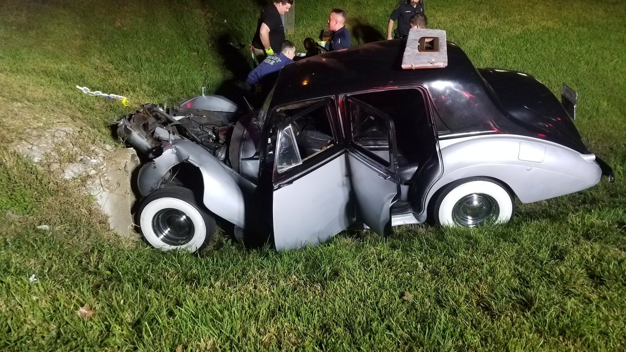 Vintage Bentley totaled in crash near Crosby