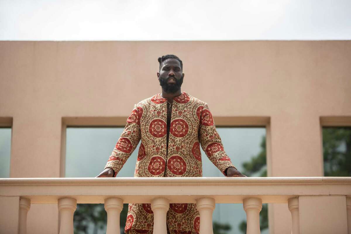 Tobe Nwigwe poses for a portrait on the set of his video shoot at the Reinzi museum and art gallery on Wednesday August 28, 2019 in Houston.