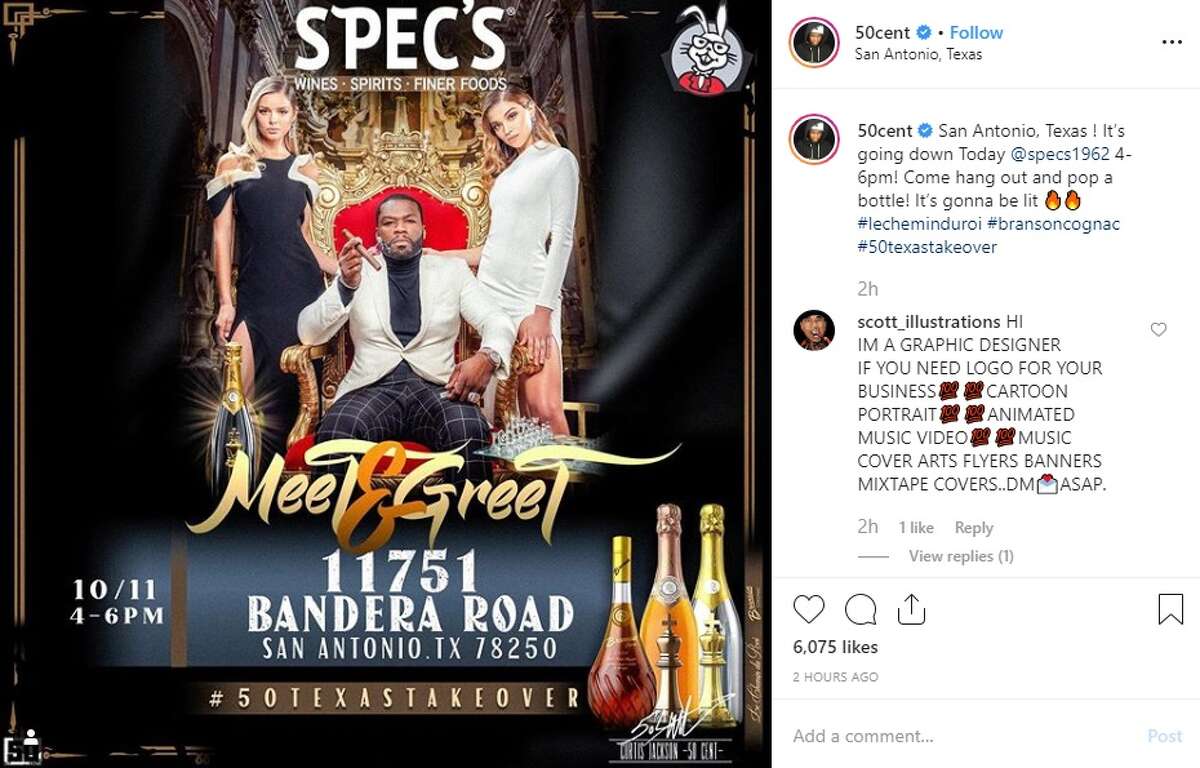 Rapper 50 Cent is back in San Antonio and he wants his fans to know as he shared multiple photos of his arrival on social media Friday.