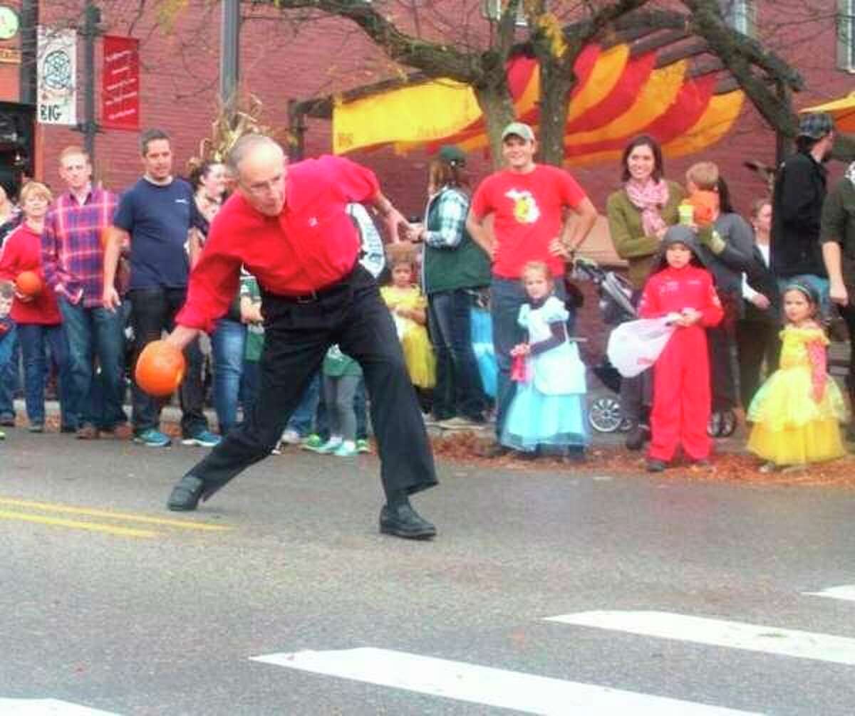 One of Big Rapids Downtown Business Association director Josh Pyles' favorite activities to watch during the Big Rapids Fall Festival is the Celebrity Pumpkin Race. Pyles said it's fun to watch because "you never know what will happen with the pumpkin hits the pavement." (Pioneer file photo)