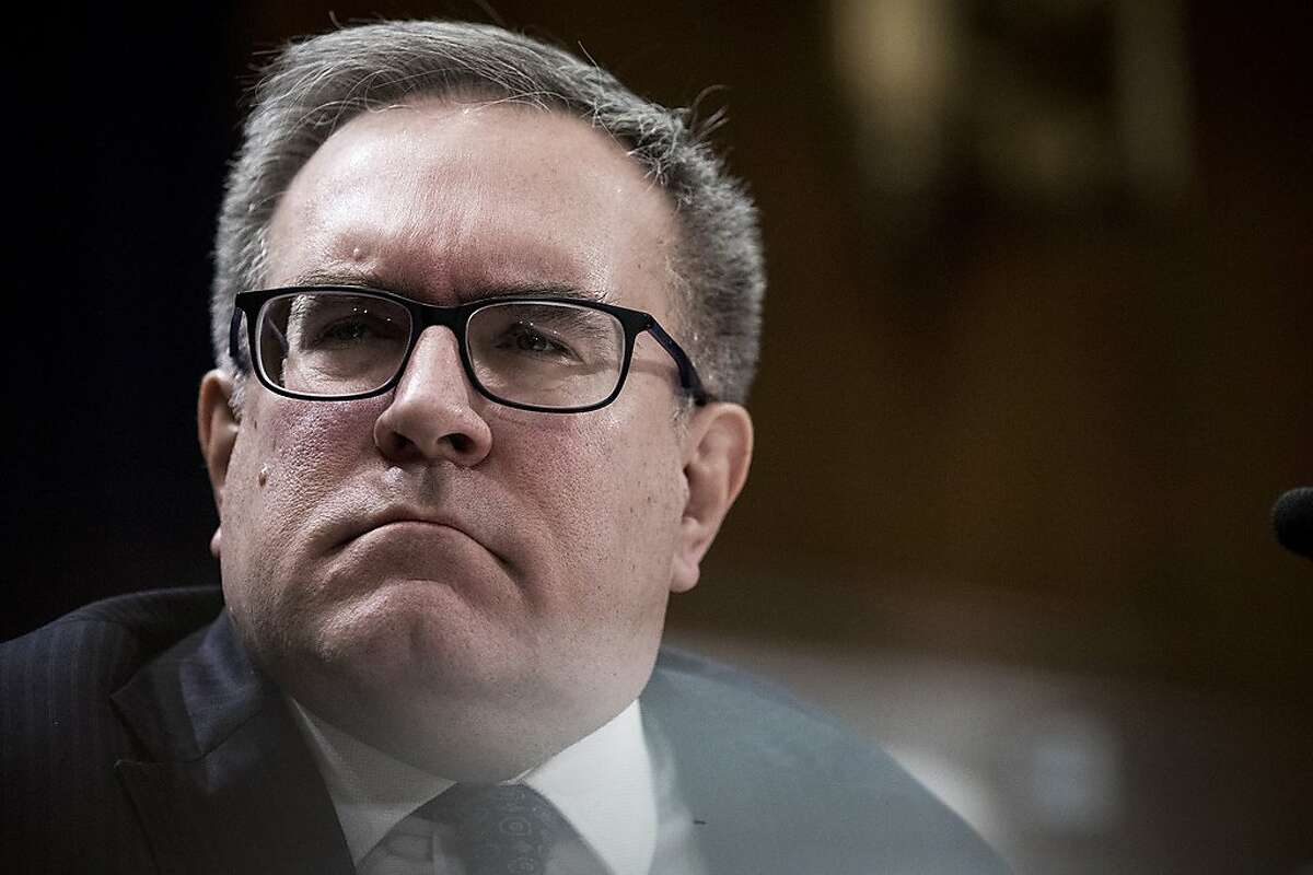 FILE -- Andrew Wheeler, now administrator of the Environmental Protection Agency, appears before a Senate committee when he was the acting administrator, in Washington, Jan. 16, 2019. In September of 2019, Wheeler threatened to withhold federal funds from California if it did not take specific steps to clean its air and water, a move that appears to be political retaliation for the state’s efforts against his policies. (Sarah Silbiger/The New York Times)